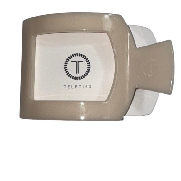 TELETIES Almond Beige Large Flat Square Hair Clip Everyday Neutral - Picture 1 of 3